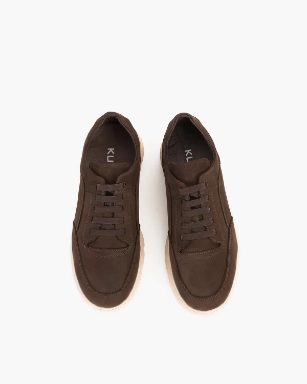 Brązowe półbuty męskie nubukowe 3