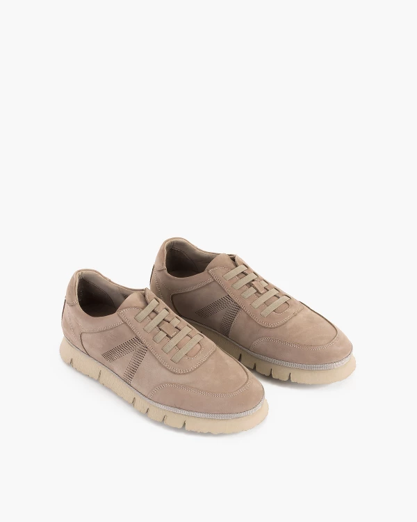 Beżowe półbuty męskie nubukowe