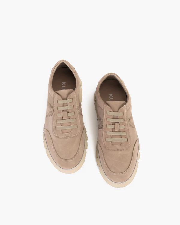 Beżowe półbuty męskie nubukowe 3