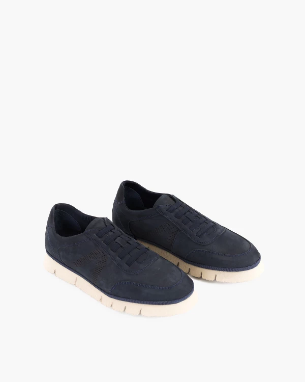 Granatowe półbuty męskie nubukowe