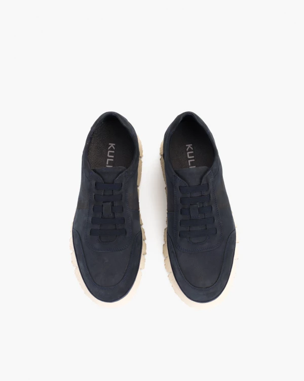 Granatowe półbuty męskie nubukowe 3