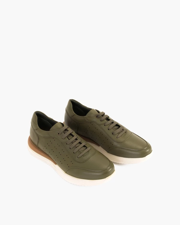 Zielone półbuty męskie skórzane