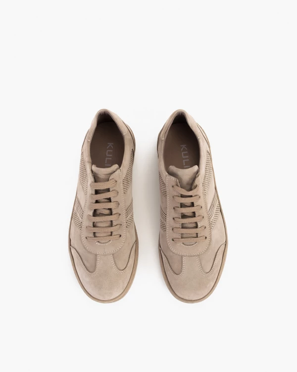 Beżowe półbuty męskie nubukowe 3