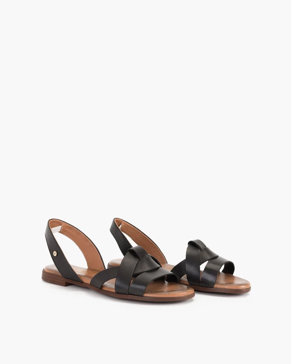 Czarne sandały damskie skórzane 2