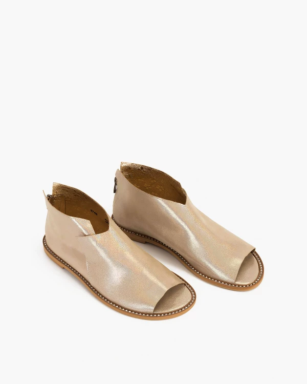 Złote sandały damskie nubukowe saszki