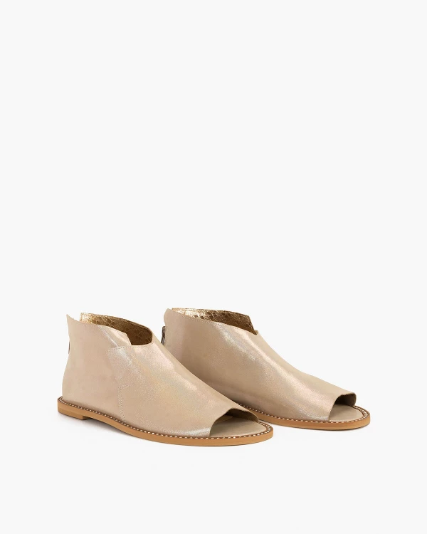 Złote sandały damskie nubukowe saszki 2