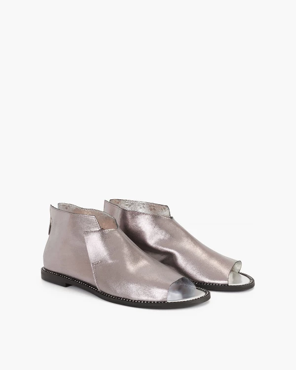 Srebrne sandały damskie skórzane saszki 2