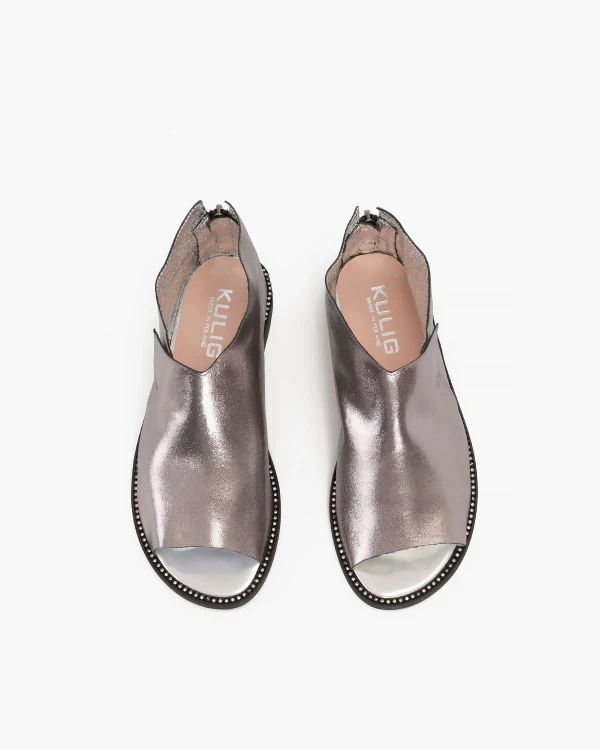 Srebrne sandały damskie skórzane saszki 3