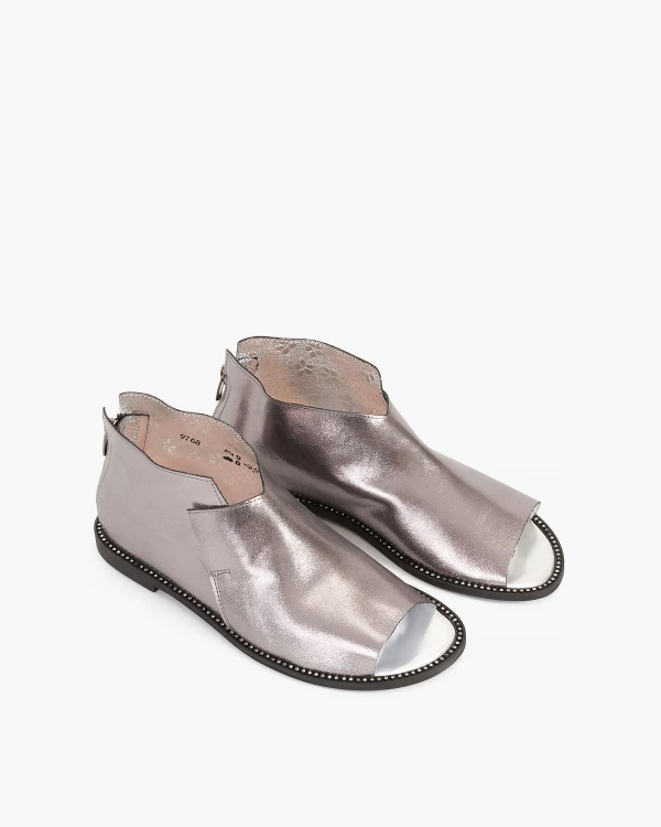 Srebrne sandały damskie skórzane saszki 5