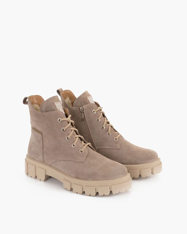 Beżowe trzewiki damskie welurowe 2