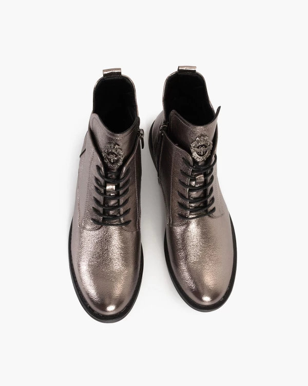 Srebrne trzewiki damskie ze skóry ekologicznej 3