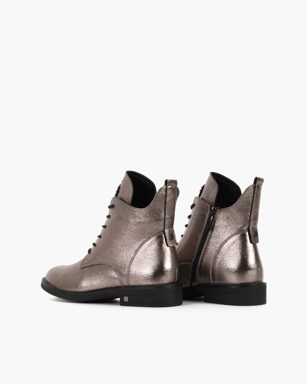 Srebrne trzewiki damskie ze skóry ekologicznej 4