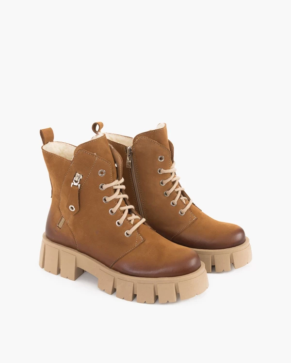 Brązowe trzewiki damskie nubukowe 2