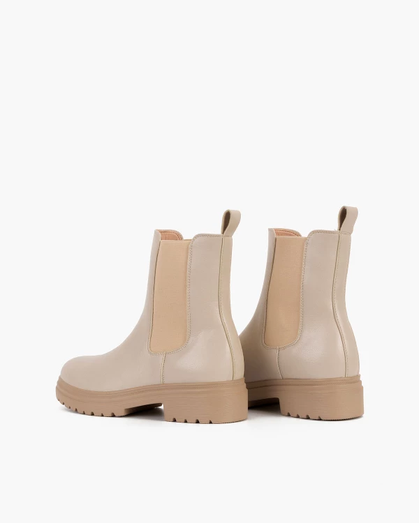 Beżowe sztyblety damskie ze skóry ekologicznej 4