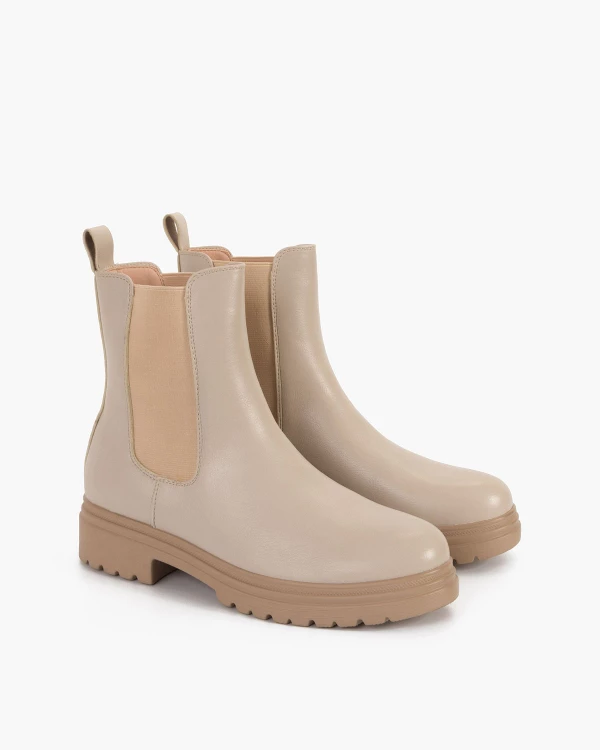 Beżowe sztyblety damskie ze skóry ekologicznej 2