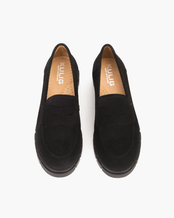 Czarne mokasyny damskie welurowe 3