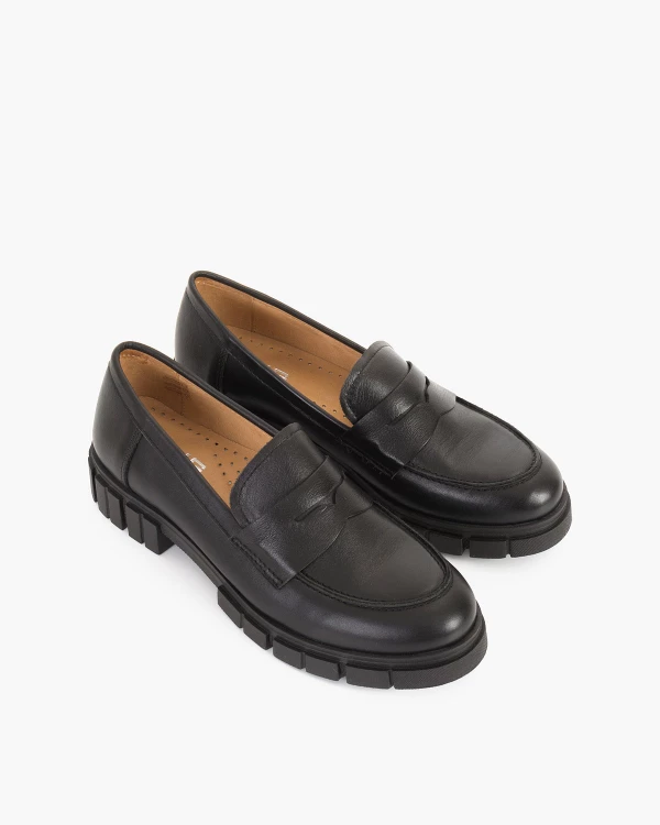 Czarne mokasyny damskie skórzane