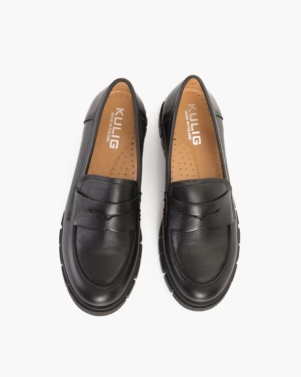 Czarne mokasyny damskie skórzane 3