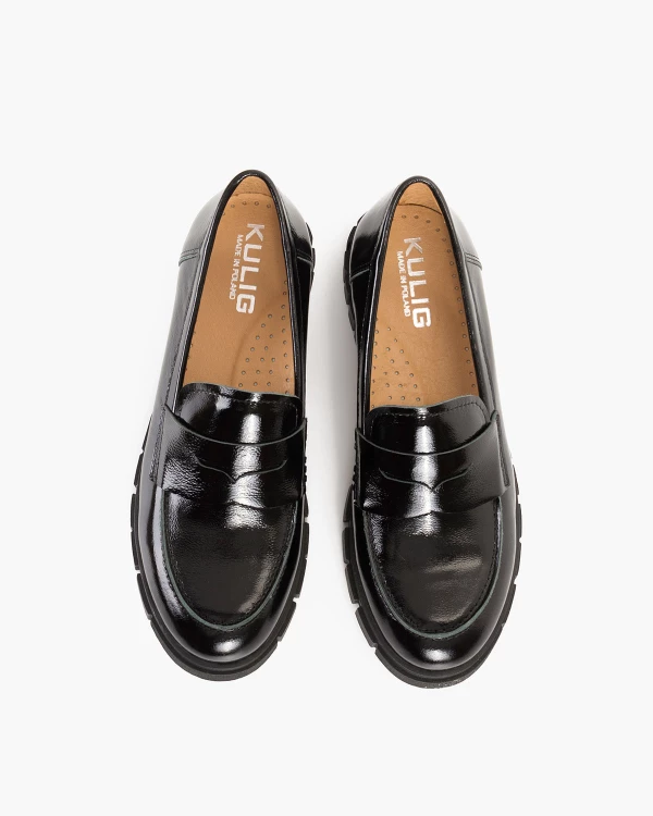 Czarne mokasyny damskie lakierowane 3