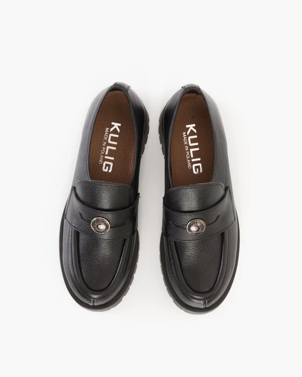 Czarne mokasyny damskie skórzane 3