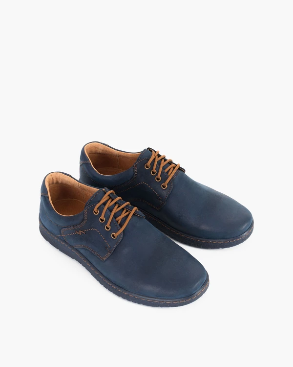 Granatowe półbuty męskie nubukowe