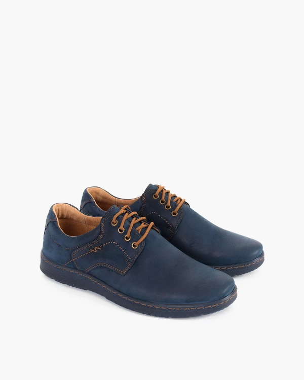 Granatowe półbuty męskie nubukowe 2