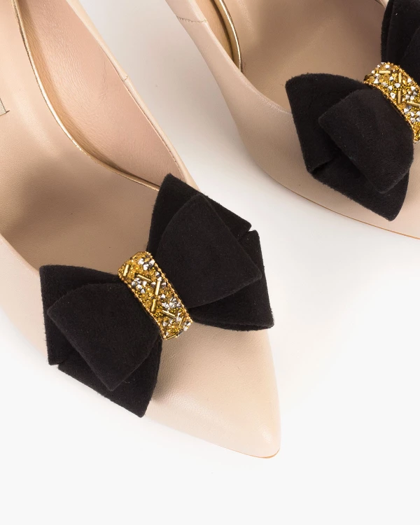 Czarno-złote kokardki do butów