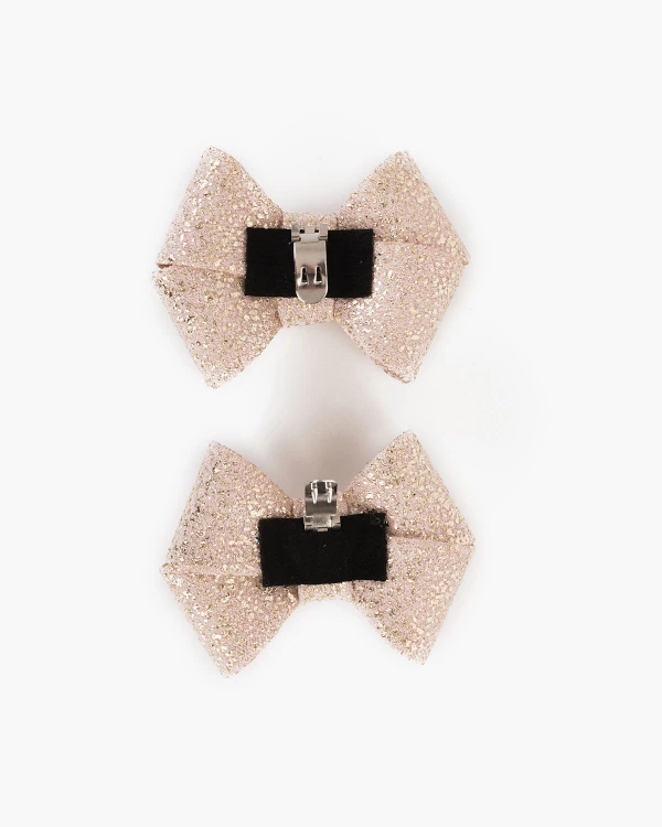 Pudrowo-złote kokardki do butów 4