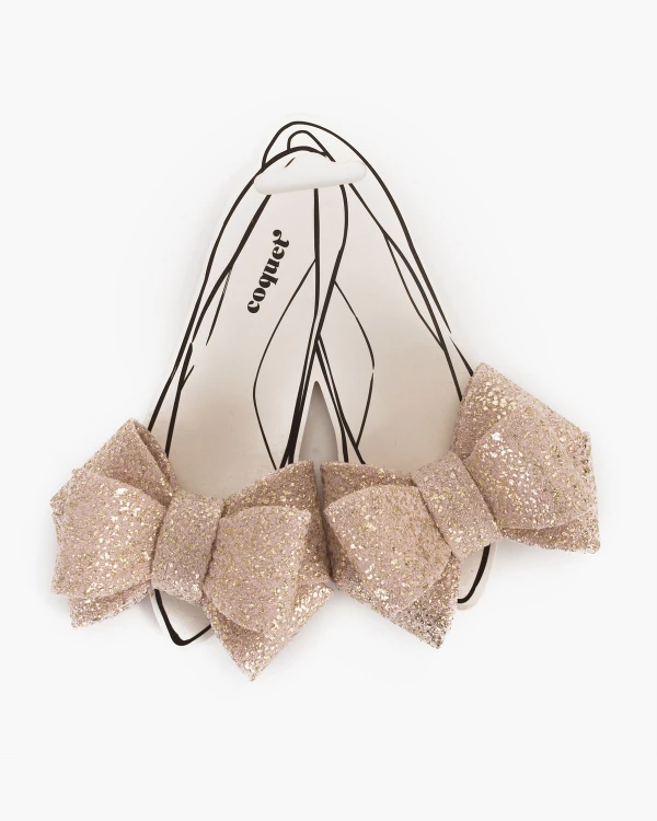 Pudrowo-złote kokardki do butów 3