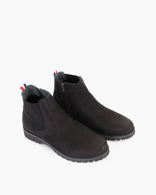 Czarne kozaki męskie nubukowe