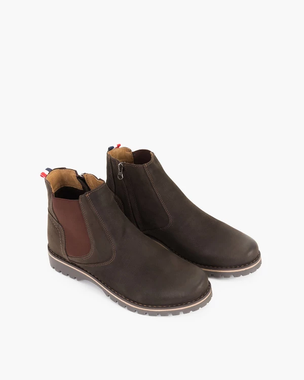 Czekoladowe kozaki męskie nubukowe