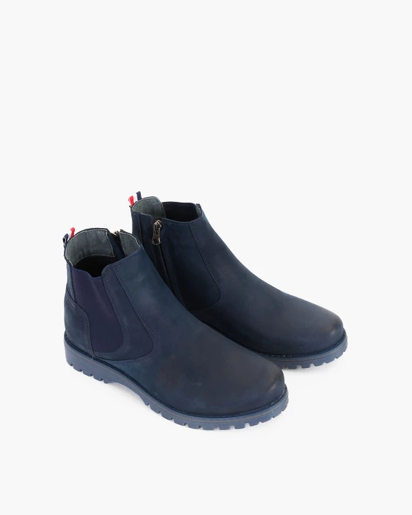 Granatowe kozaki męskie nubukowe