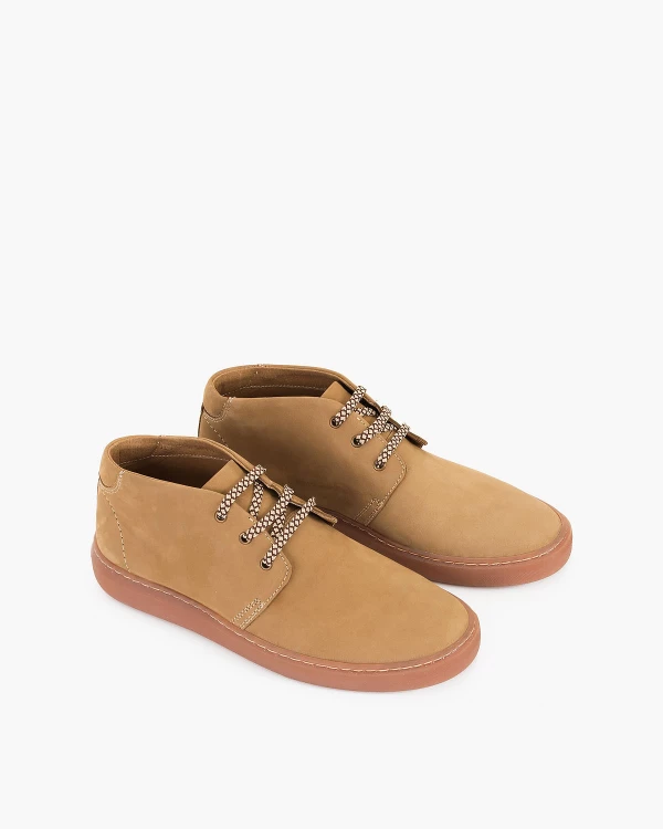 Beżowe kozaki męskie nubukowe