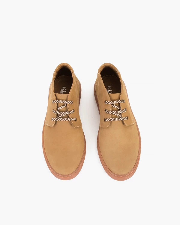 Beżowe kozaki męskie nubukowe 3