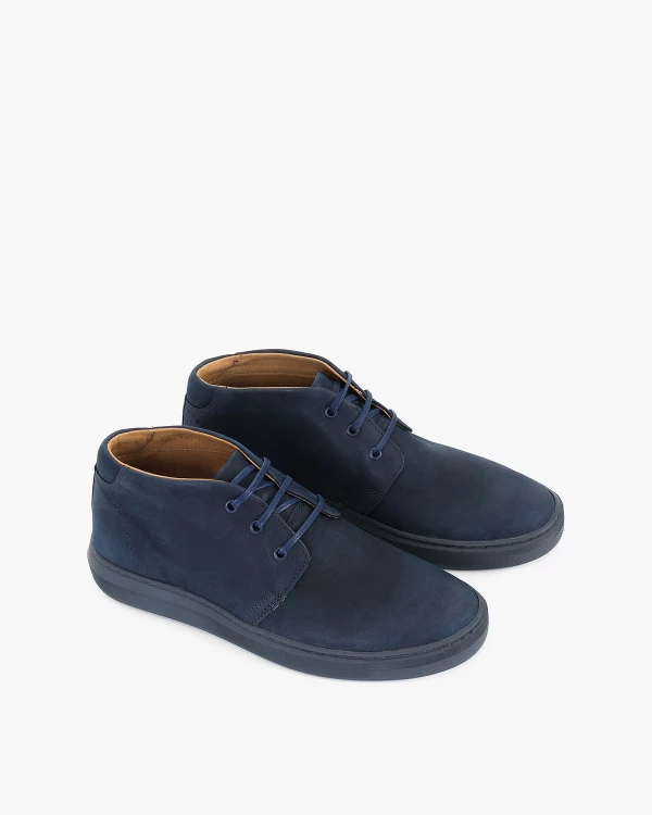 Granatowe kozaki męskie nubukowe