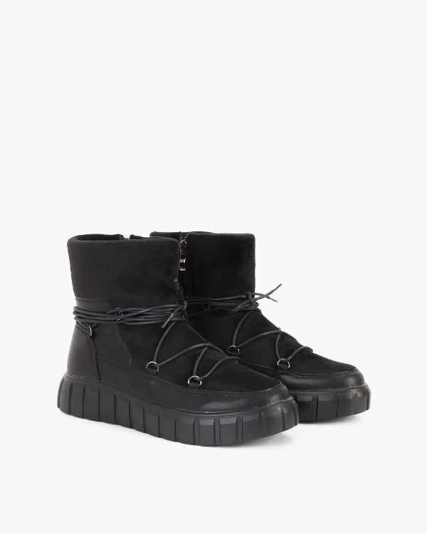 Czarne śniegowce damskie z eko-zamszu 2