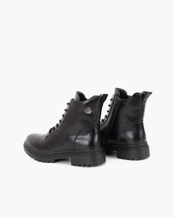 Czarne trzewiki damskie ze skóry ekologicznej 4