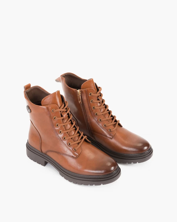 Brązowe trzewiki damskie ze skóry ekologicznej