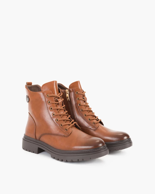 Brązowe trzewiki damskie ze skóry ekologicznej 2