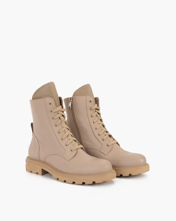 Beżowe trzewiki damskie skórzane 2