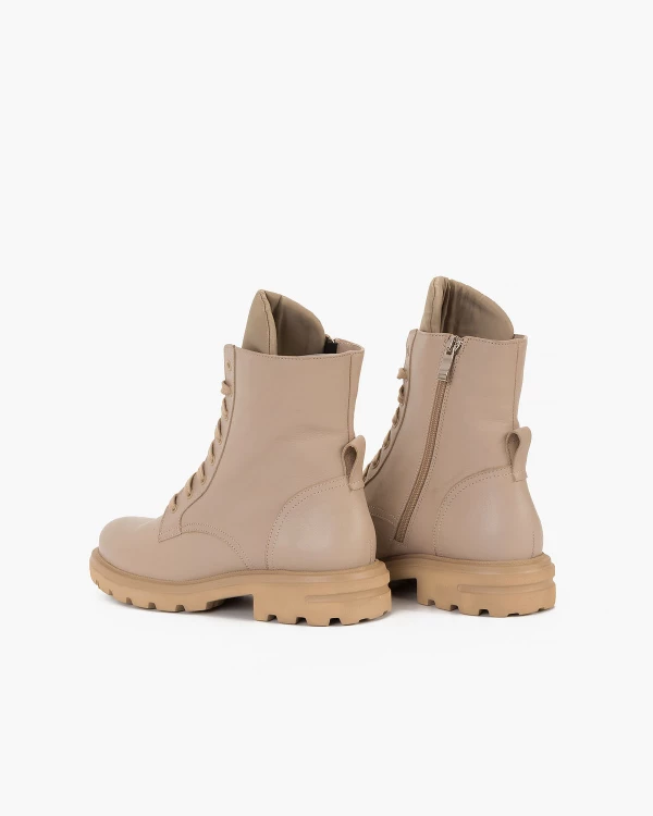 Beżowe trzewiki damskie skórzane 4