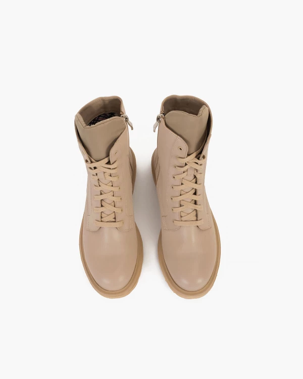 Beżowe trzewiki damskie skórzane 3