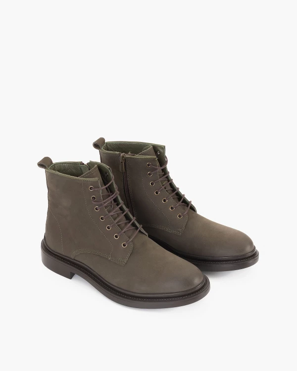 Oliwkowe trzewiki męskie nubukowe