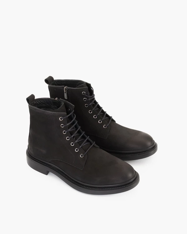 Czarne trzewiki męskie nubukowe