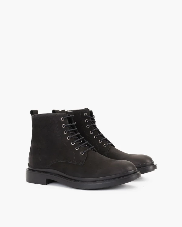 Czarne trzewiki męskie nubukowe 2