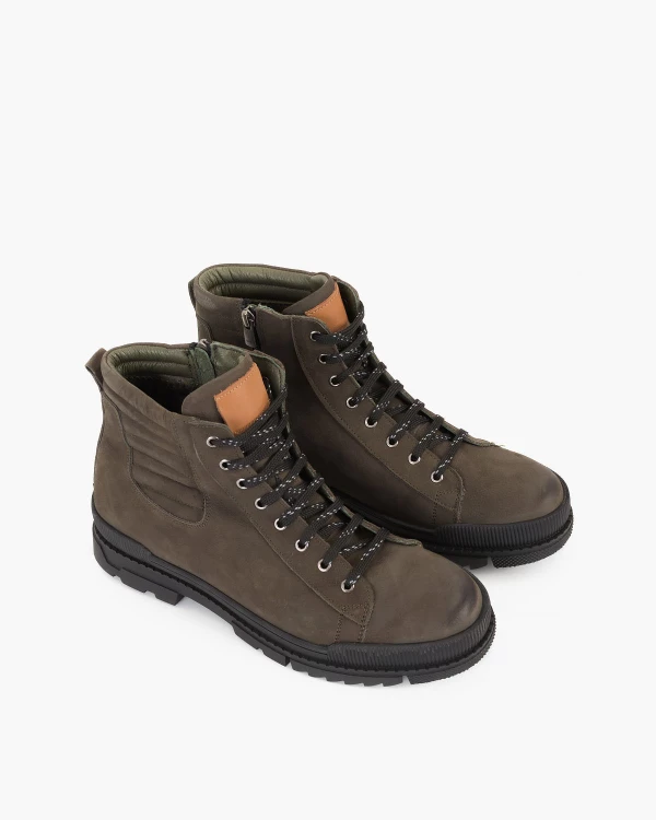 Oliwkowe trzewiki męskie nubukowe