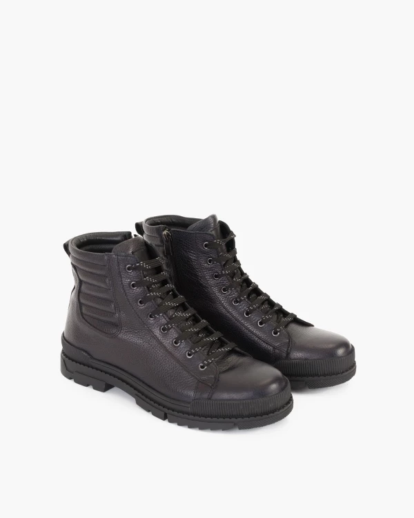 Czarne trzewiki męskie skórzane