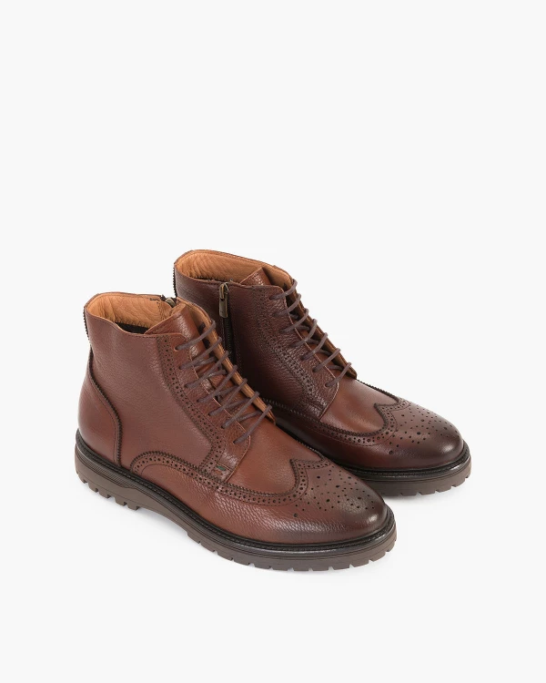 Brązowe trzewiki męskie skórzane