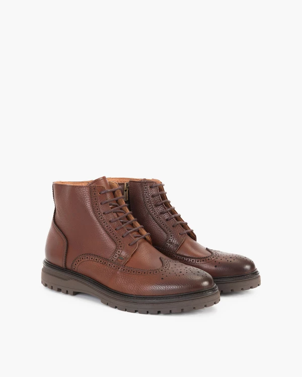 Brązowe trzewiki męskie skórzane 2