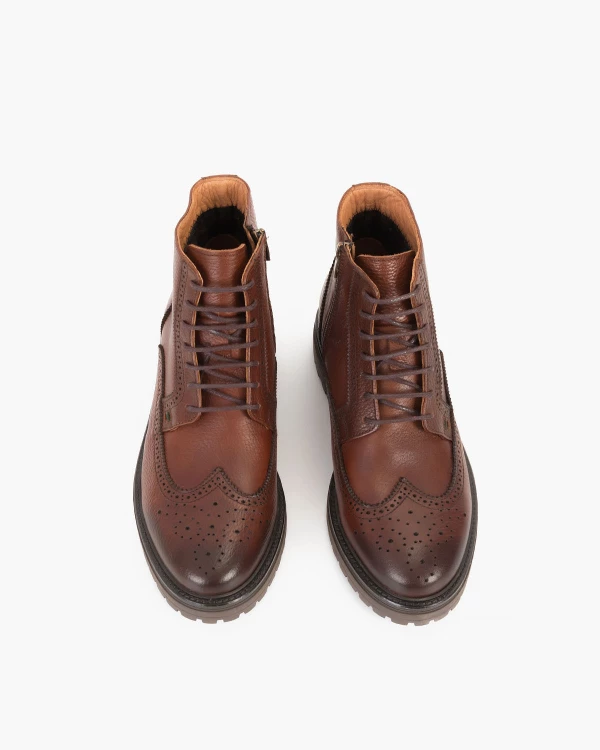 Brązowe trzewiki męskie skórzane 3